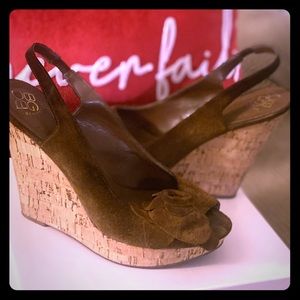 BCBG Brown Suede Platform Sandals